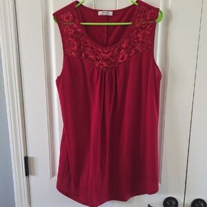 Stylish Red Lace Tank Top